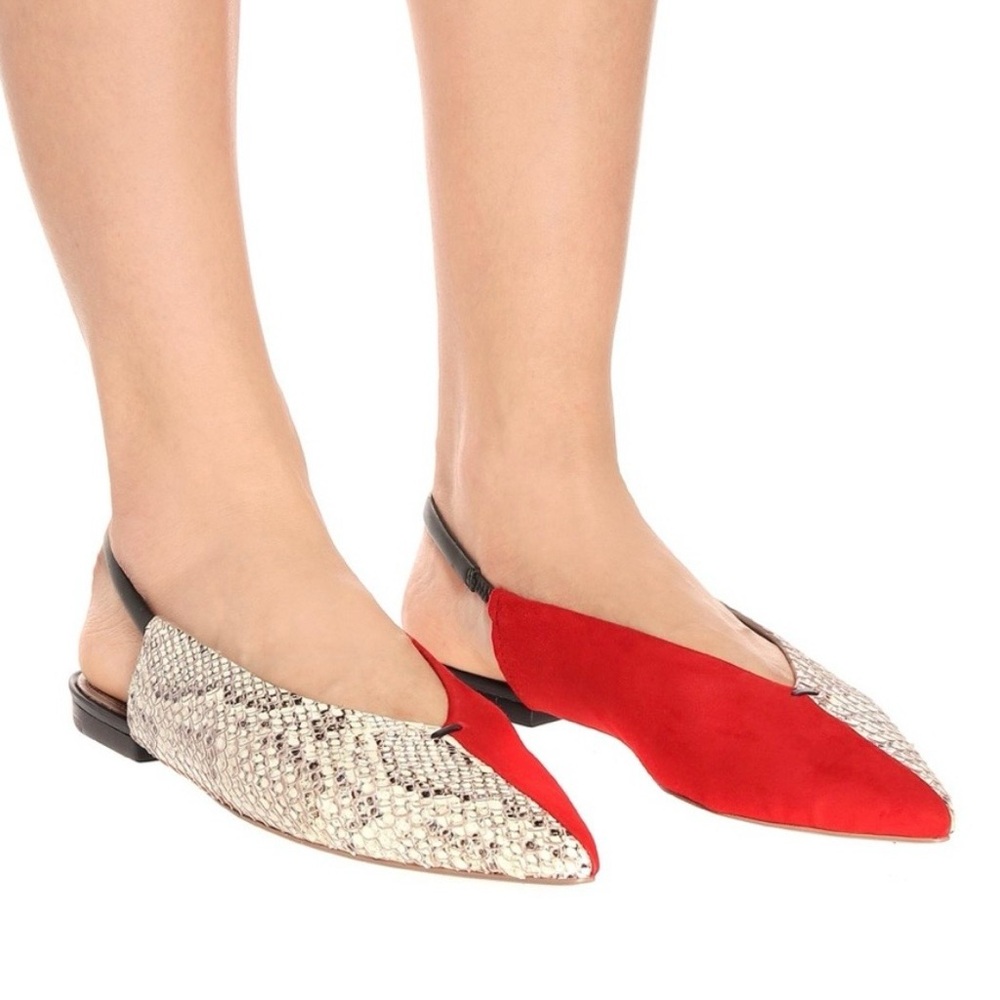 Mercedes Castillo Evetta Slingback Flats in Red + Snake Print | 8M EUR 38 | NWOT - Picture 12 of 13